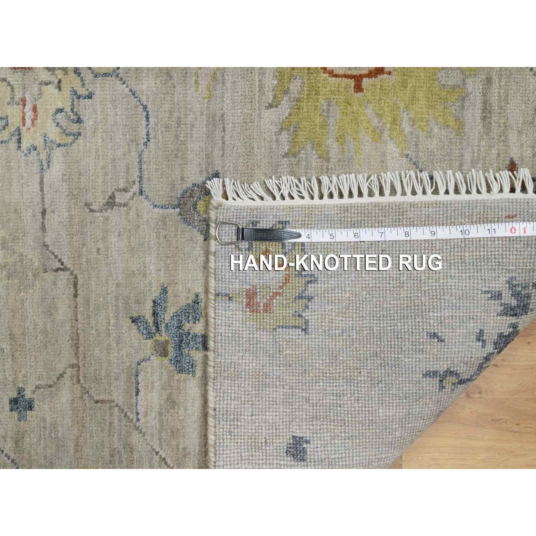 2'1"x3' Light Gray, Broken Pattern with Agra Design, Pure Wool, Hand Knotted, Mat, Sample, Oriental Rug Sh91454