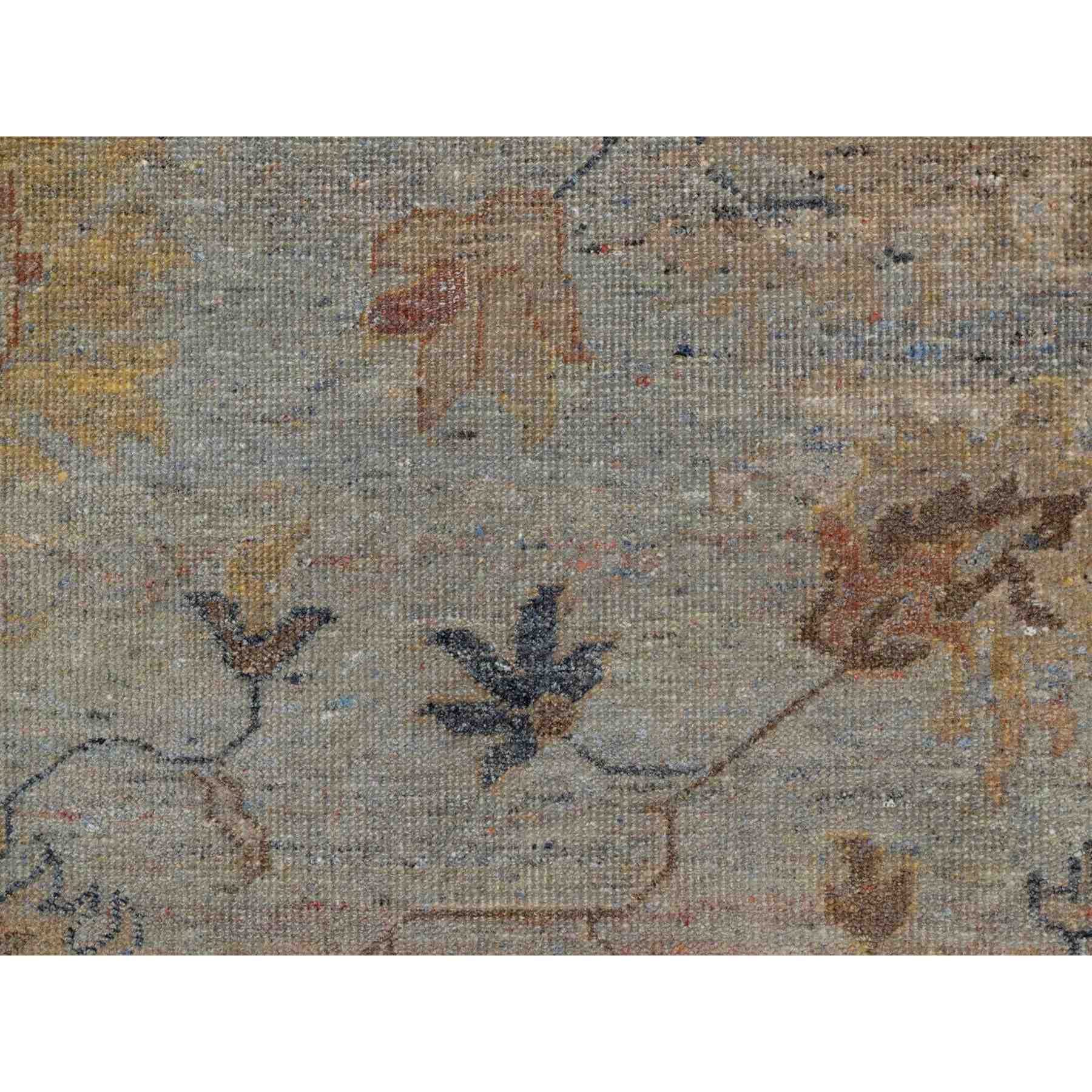 2'1"x3' Misty Gray, Broken Pattern with Oushak Design, Borderless, 100% Wool, Hand Knotted, Mat, Sample, Oriental Rug Sh91455