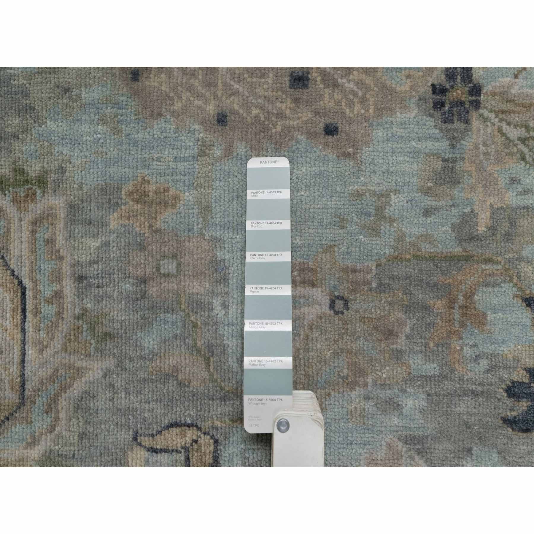 2'x3' Storm Gray, Oushak Design, 100% Wool, Hand Knotted, Sample, Mat, Oriental Rug Sh91456
