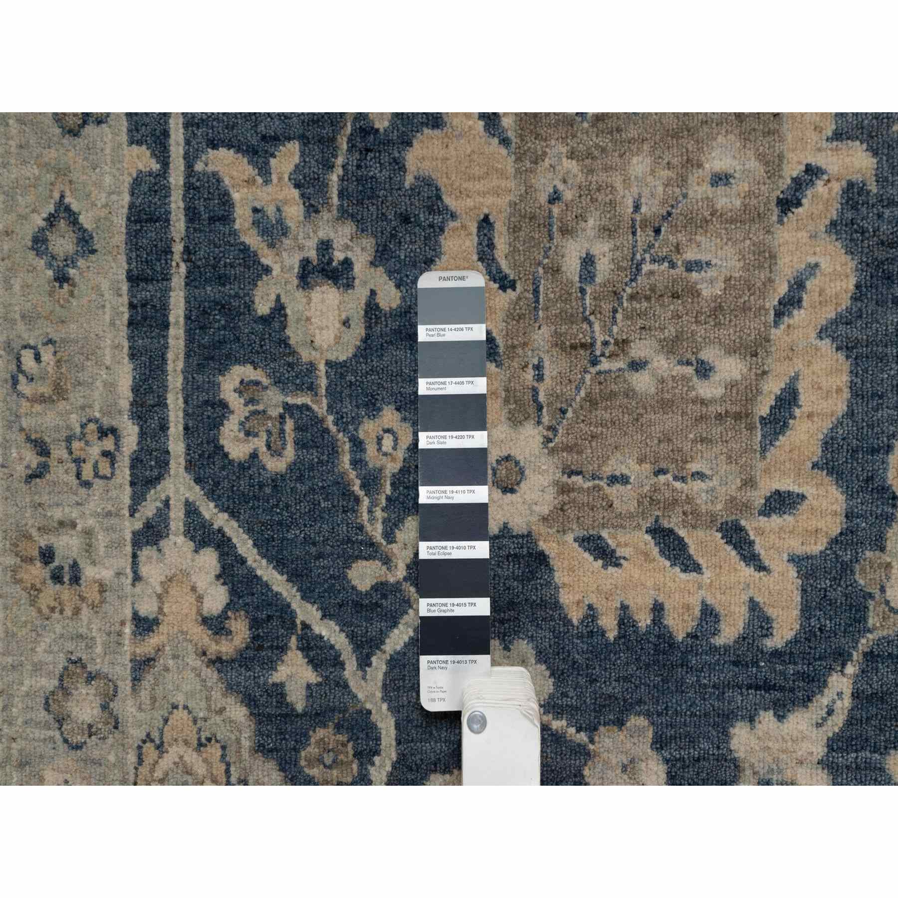 2'x3'1" Navy Blue, Oushak Design, 100% Wool, Hand Knotted, Fragment, Sample, Mat, Oriental Rug Sh91459