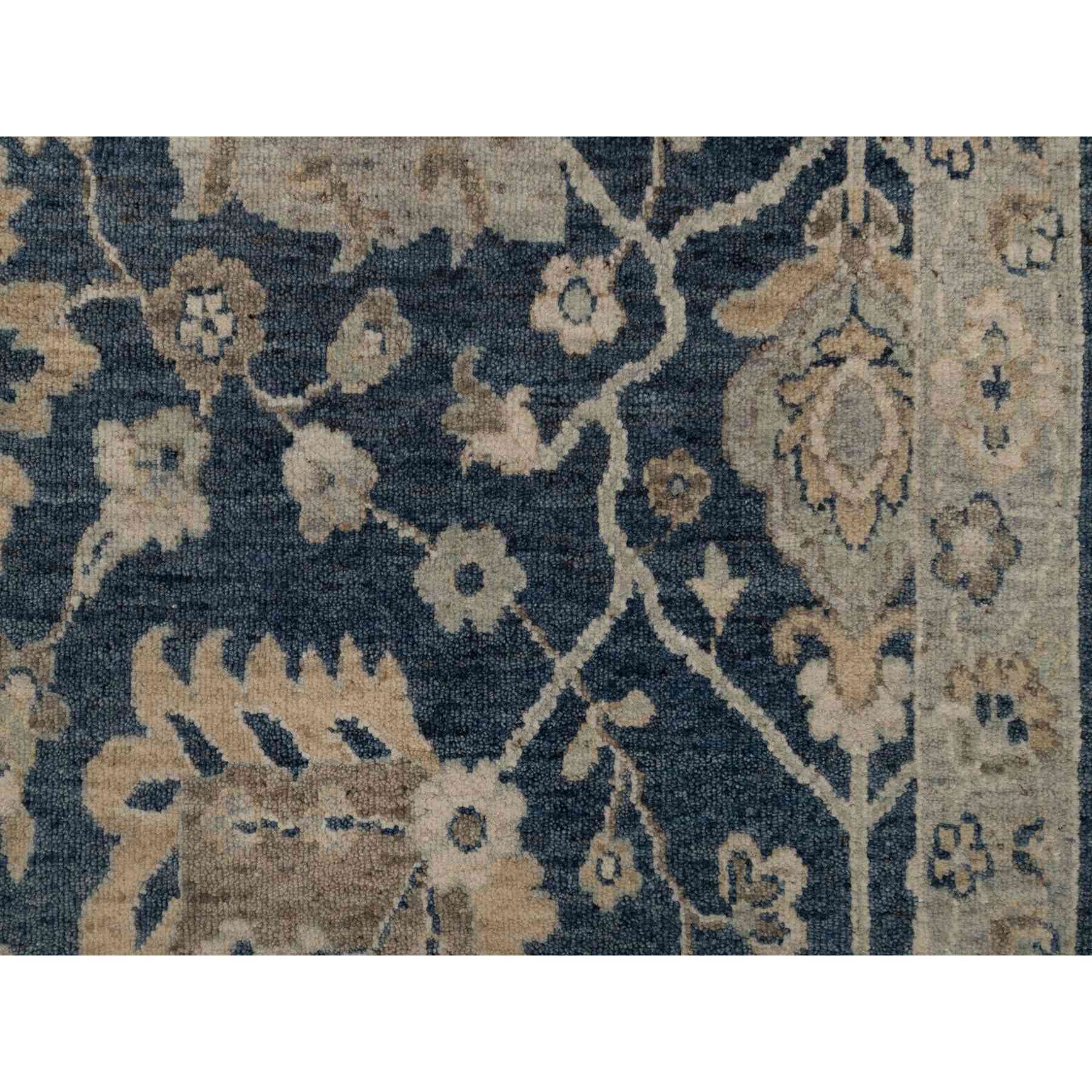 2'x3'1" Navy Blue, Oushak Design, 100% Wool, Hand Knotted, Fragment, Sample, Mat, Oriental Rug Sh91459