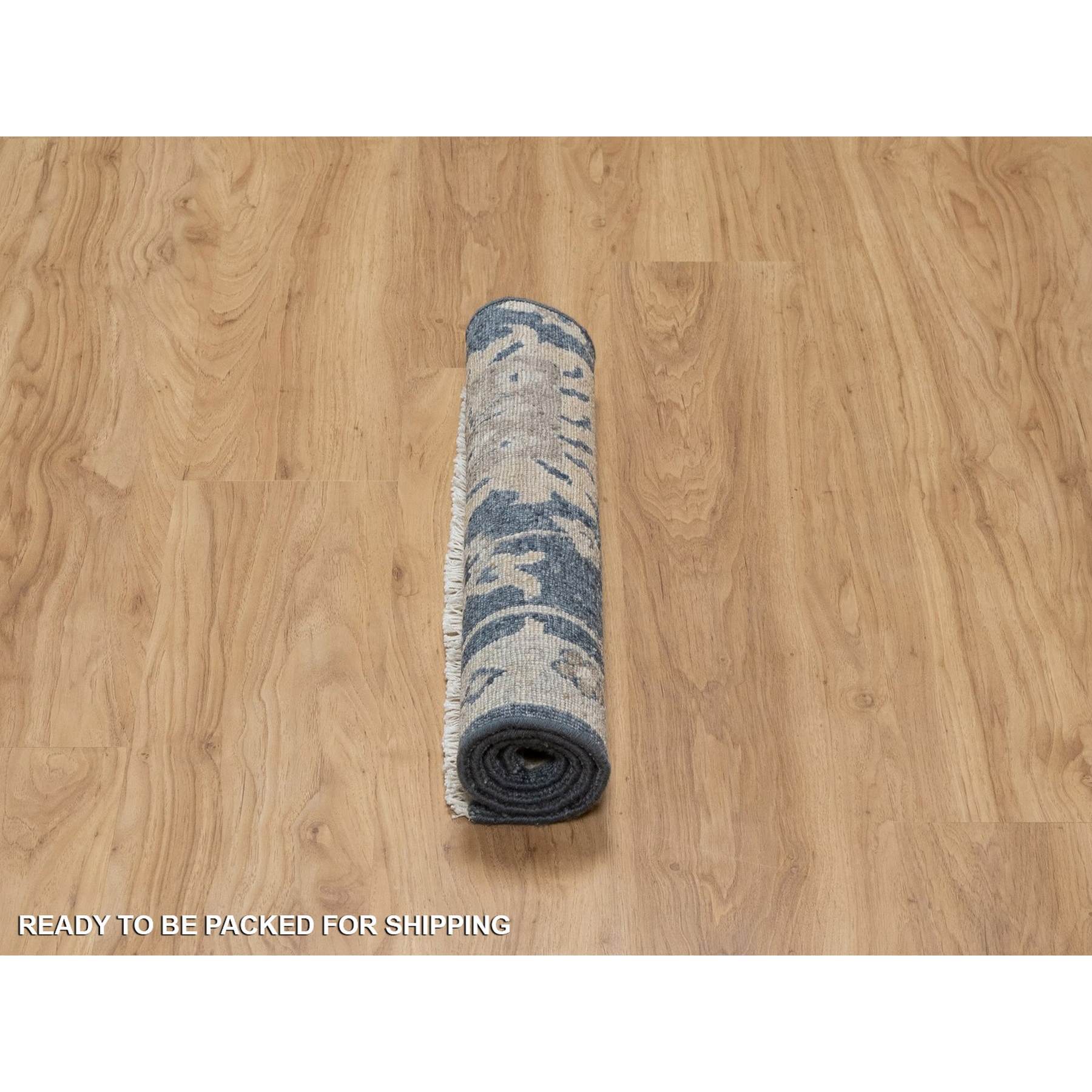 2'x3'1" Navy Blue, Oushak Design, 100% Wool, Hand Knotted, Fragment, Sample, Mat, Oriental Rug Sh91459