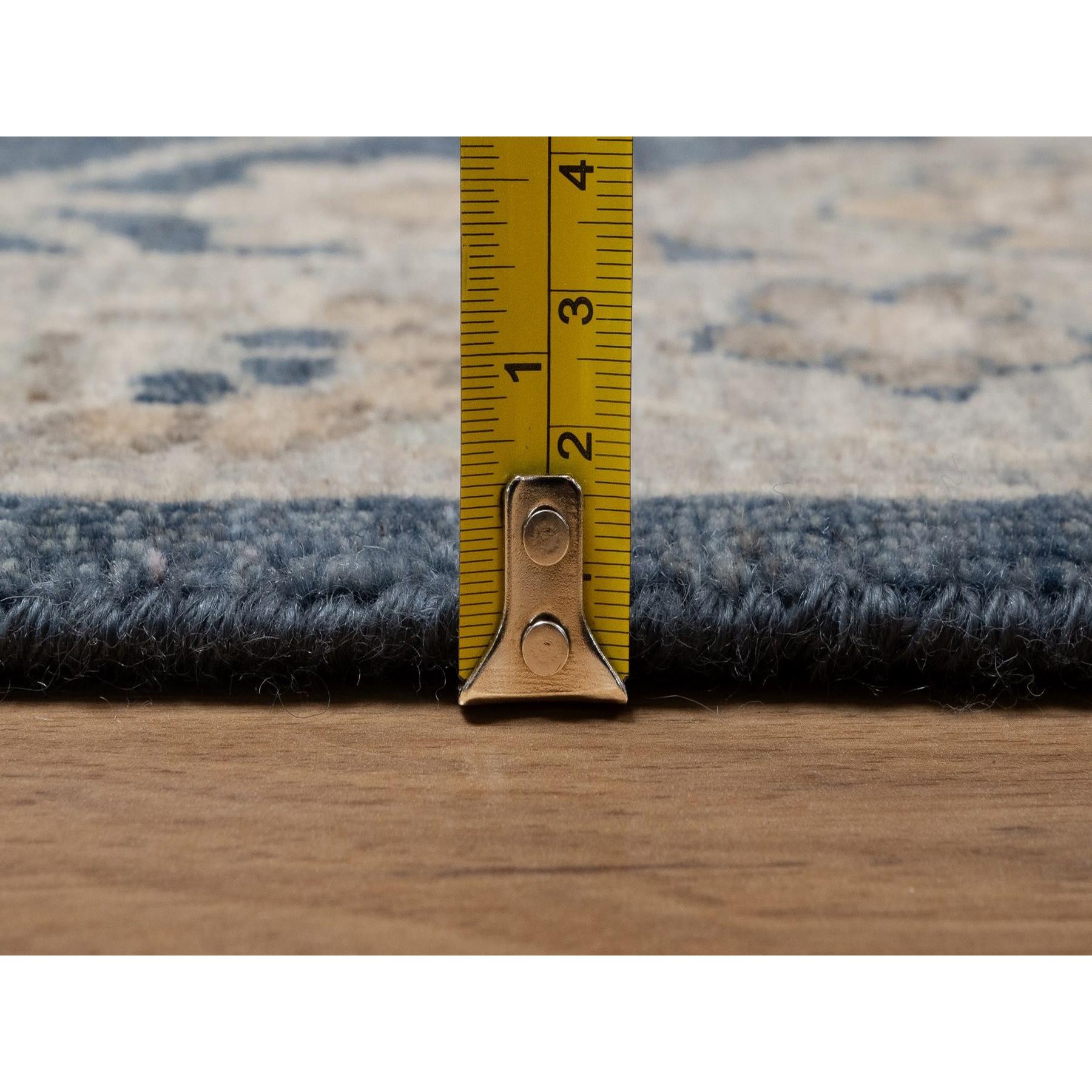 2'x3'1" Navy Blue, Oushak Design, 100% Wool, Hand Knotted, Fragment, Sample, Mat, Oriental Rug Sh91459