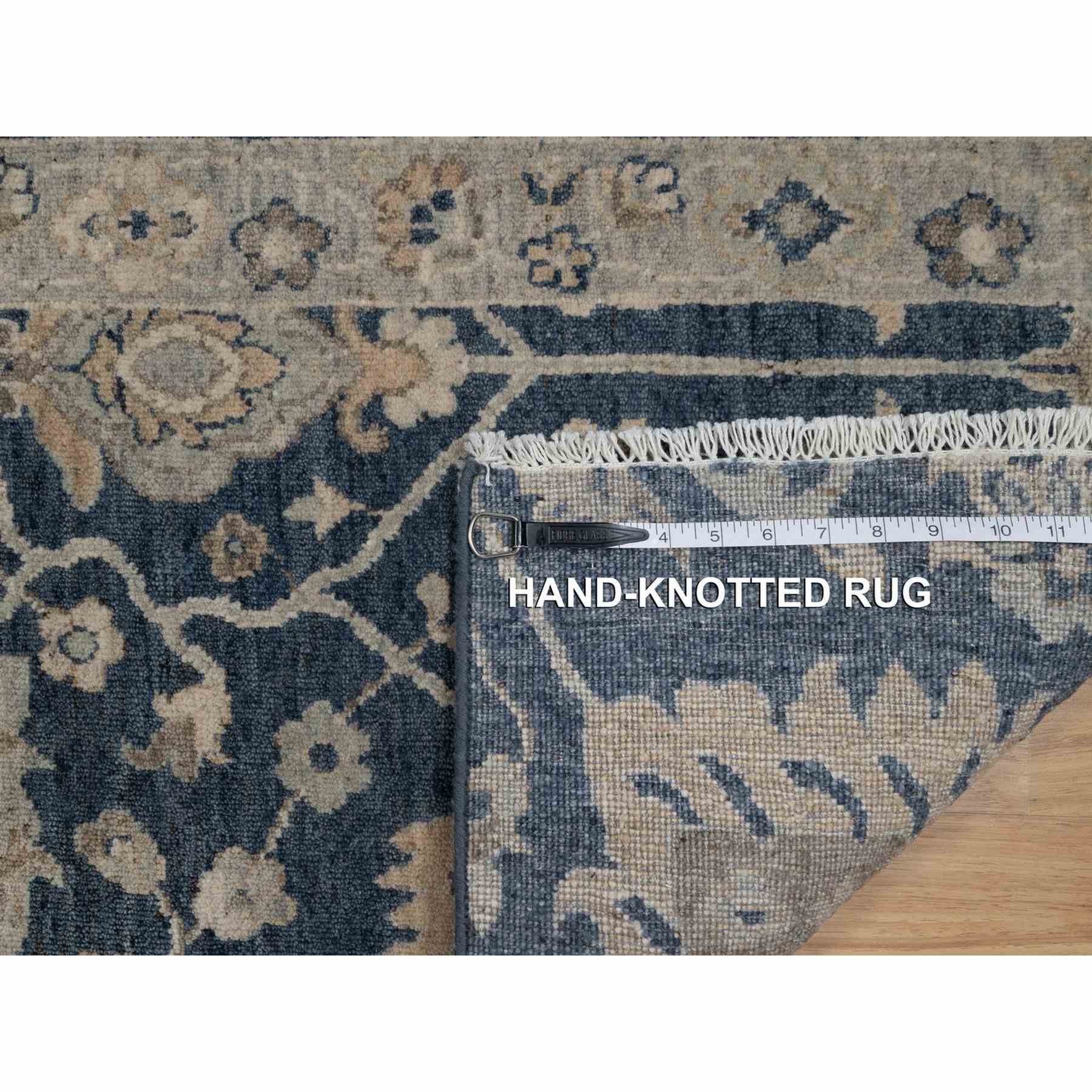 2'x3'1" Navy Blue, Oushak Design, 100% Wool, Hand Knotted, Fragment, Sample, Mat, Oriental Rug Sh91459