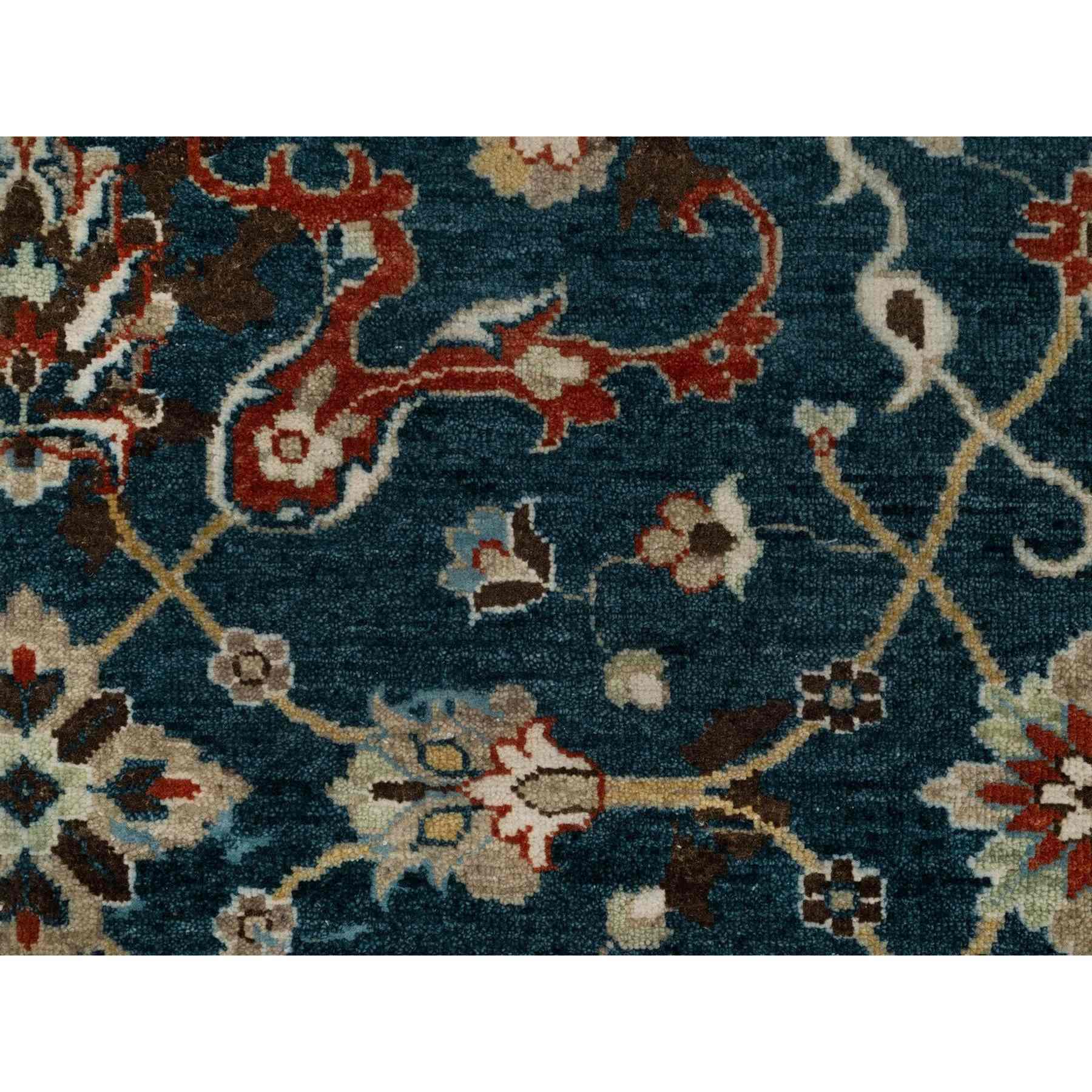 2'1"x3' Yale Blue, Broken Pattern with Oushak Design, 100% Wool, Hand Knotted, Mat, Sample, Oriental Rug Sh91461