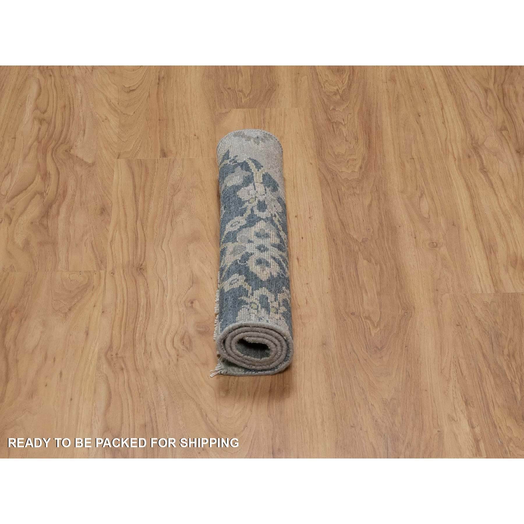 2'x3'1" Mallard Blue, Broken Pattern with Oushak Design, 100% Wool, Hand Knotted, Borderless, Mat, Sample, Oriental Rug Sh91462