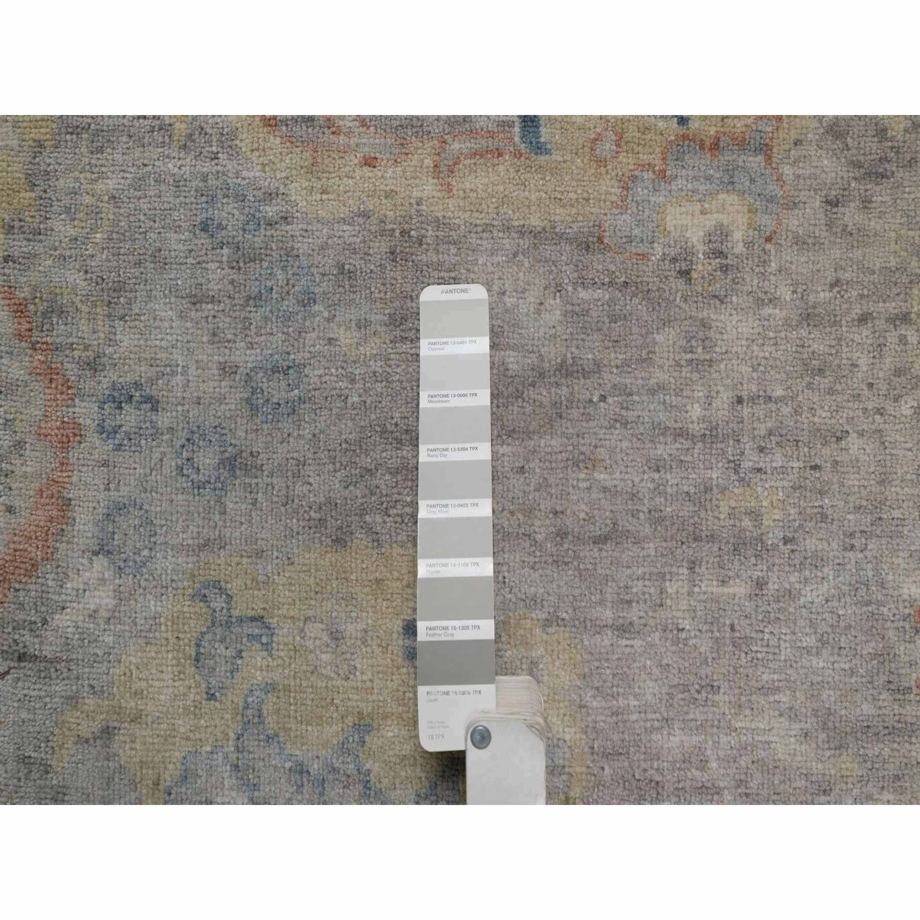 2'x3'1" Beige, Broken Pattern with Oushak Design, Borderless, 100% Wool, Hand Knotted, Mat, Sample, Oriental Rug Sh91463