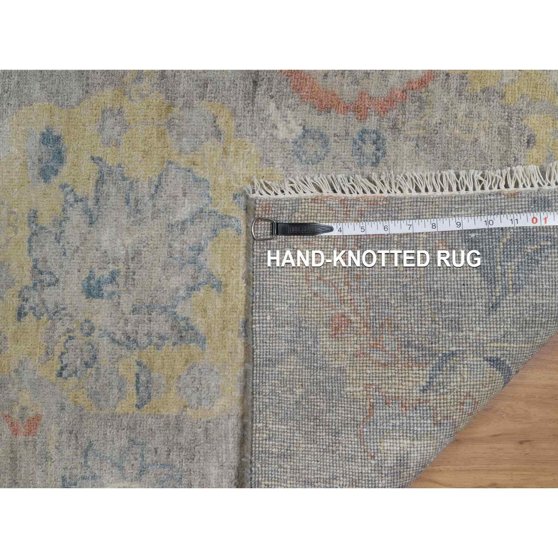 2'x3'1" Beige, Broken Pattern with Oushak Design, Borderless, 100% Wool, Hand Knotted, Mat, Sample, Oriental Rug Sh91463