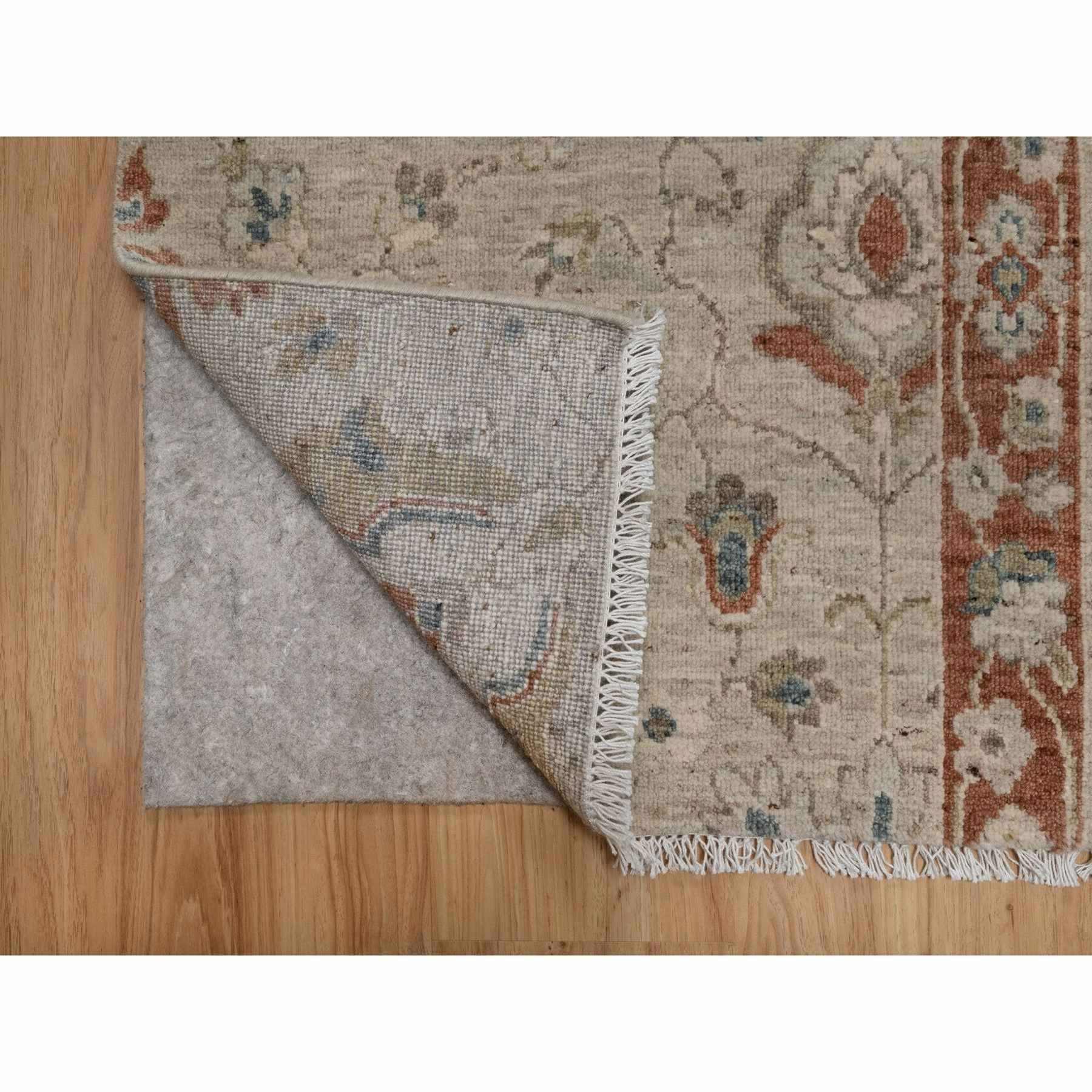 2'2"x3'1" Beige, Broken Pattern with Oushak Design, Borderless, Hand Knotted, Pure Wool, Fragment, Mat, Sample, Oriental Rug Sh91464