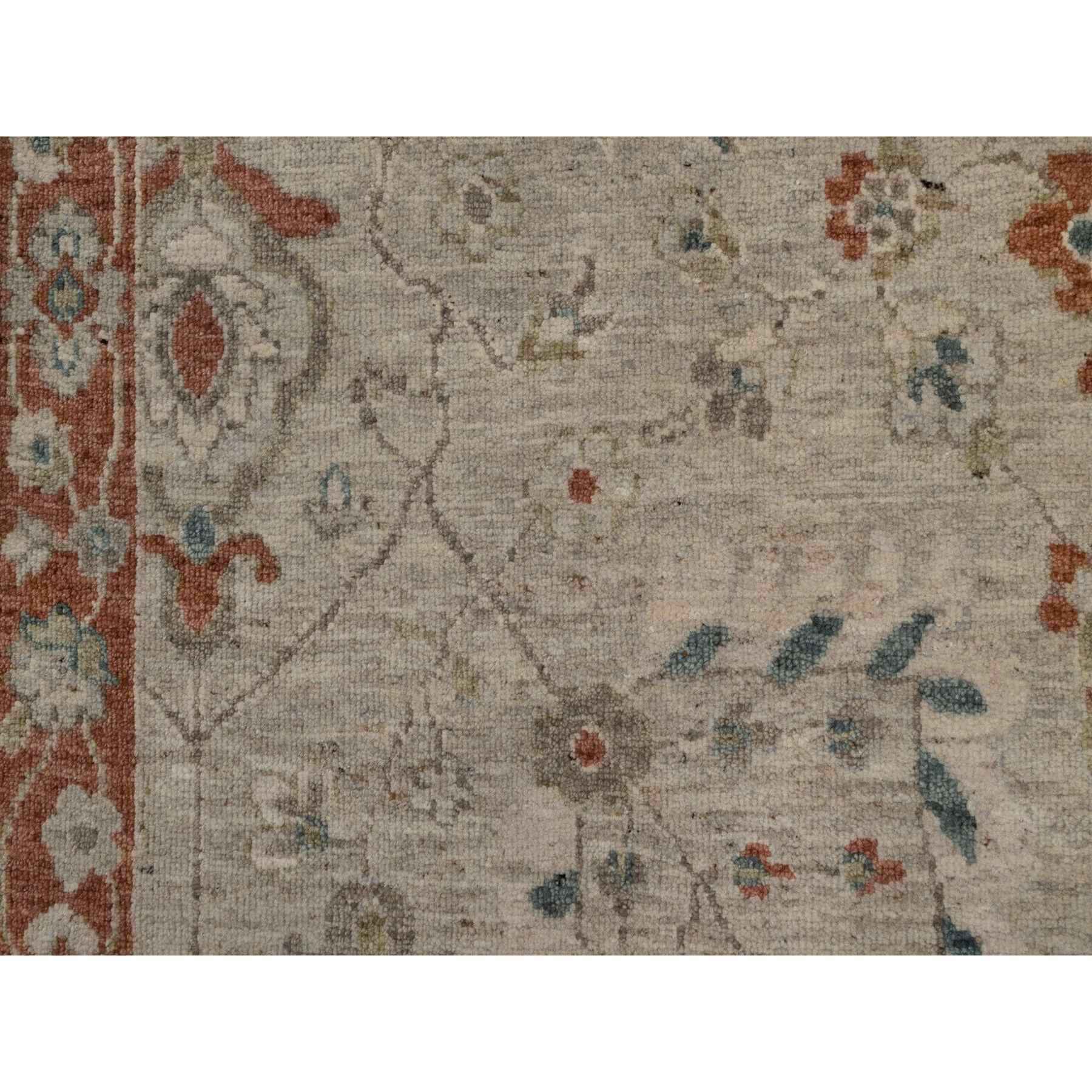 2'2"x3'1" Beige, Broken Pattern with Oushak Design, Borderless, Hand Knotted, Pure Wool, Fragment, Mat, Sample, Oriental Rug Sh91464