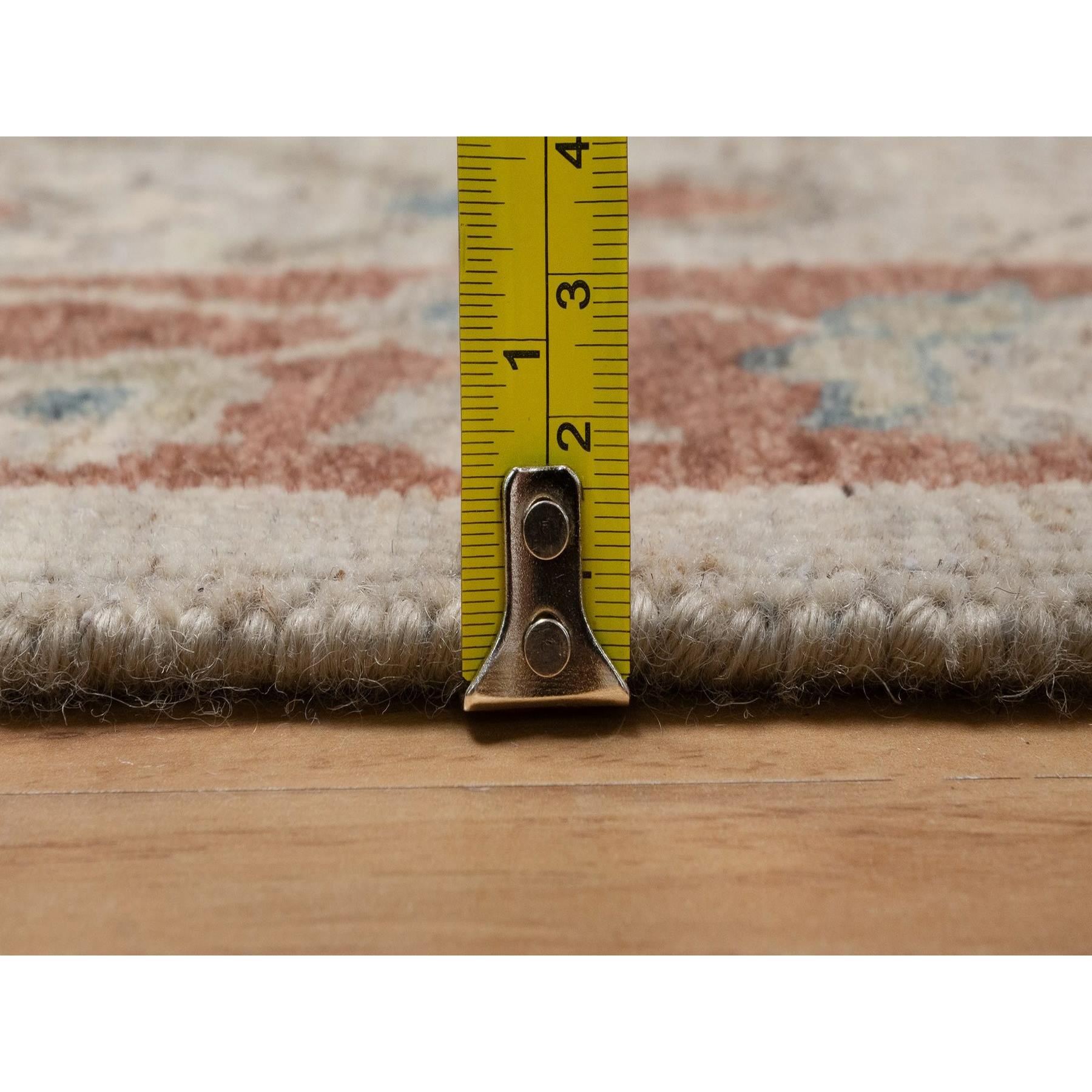 2'2"x3'1" Beige, Broken Pattern with Oushak Design, Borderless, Hand Knotted, Pure Wool, Fragment, Mat, Sample, Oriental Rug Sh91464