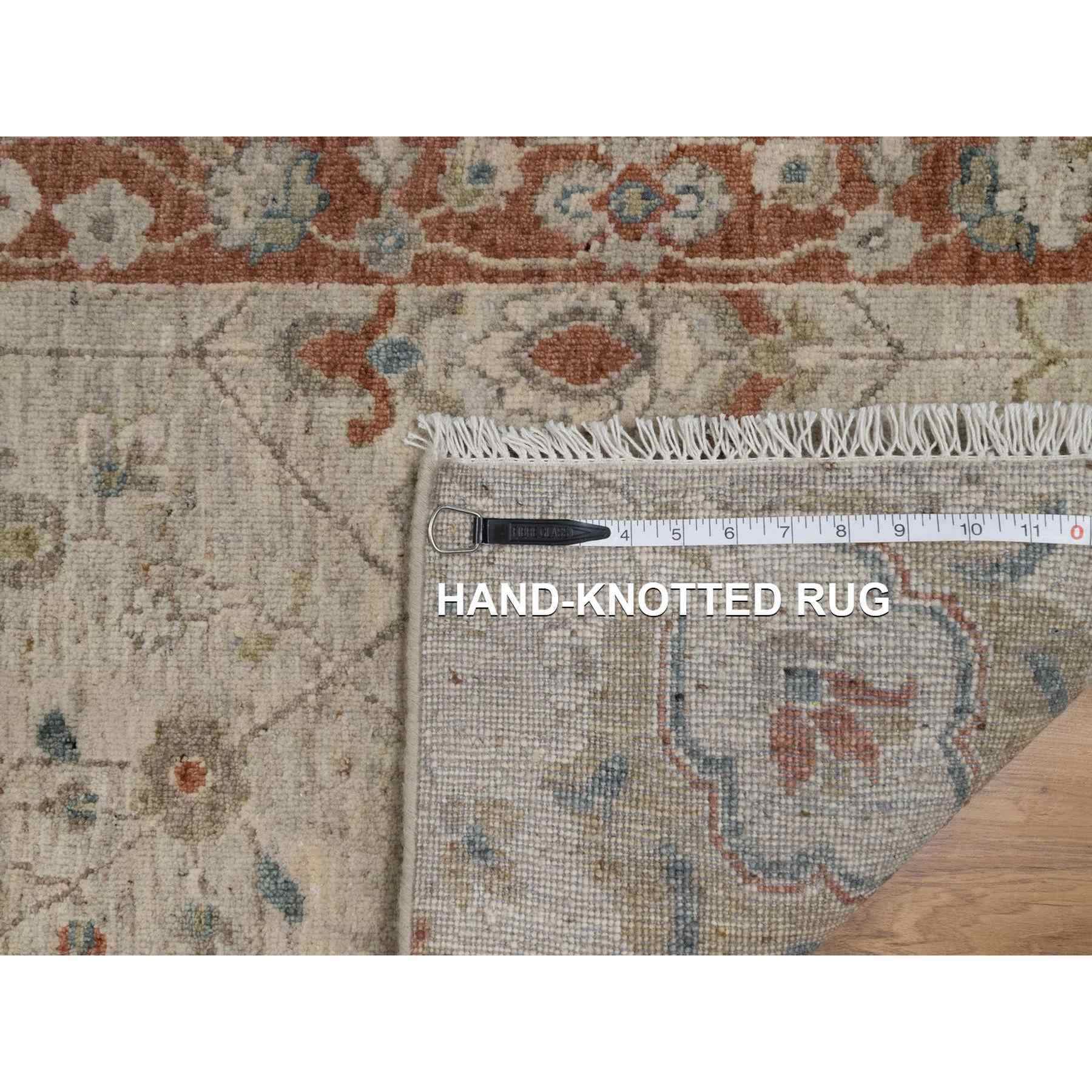2'2"x3'1" Beige, Broken Pattern with Oushak Design, Borderless, Hand Knotted, Pure Wool, Fragment, Mat, Sample, Oriental Rug Sh91464