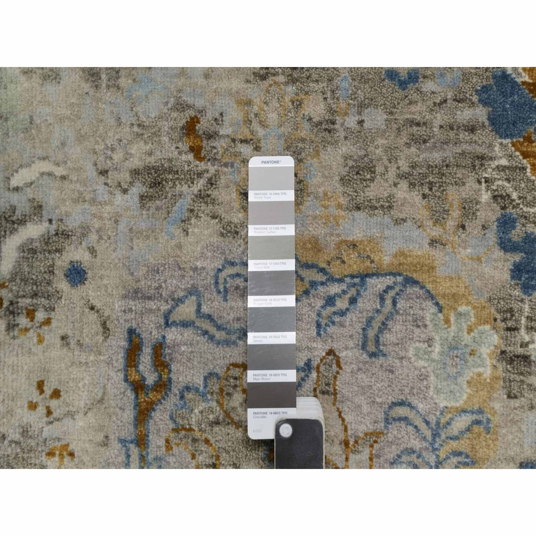 2'x3'1" Cashew White, Broken Pattern with Oushak Design, Borderless, 100% Wool, Hand Knotted, Mat, Sample, Oriental Rug Sh91465