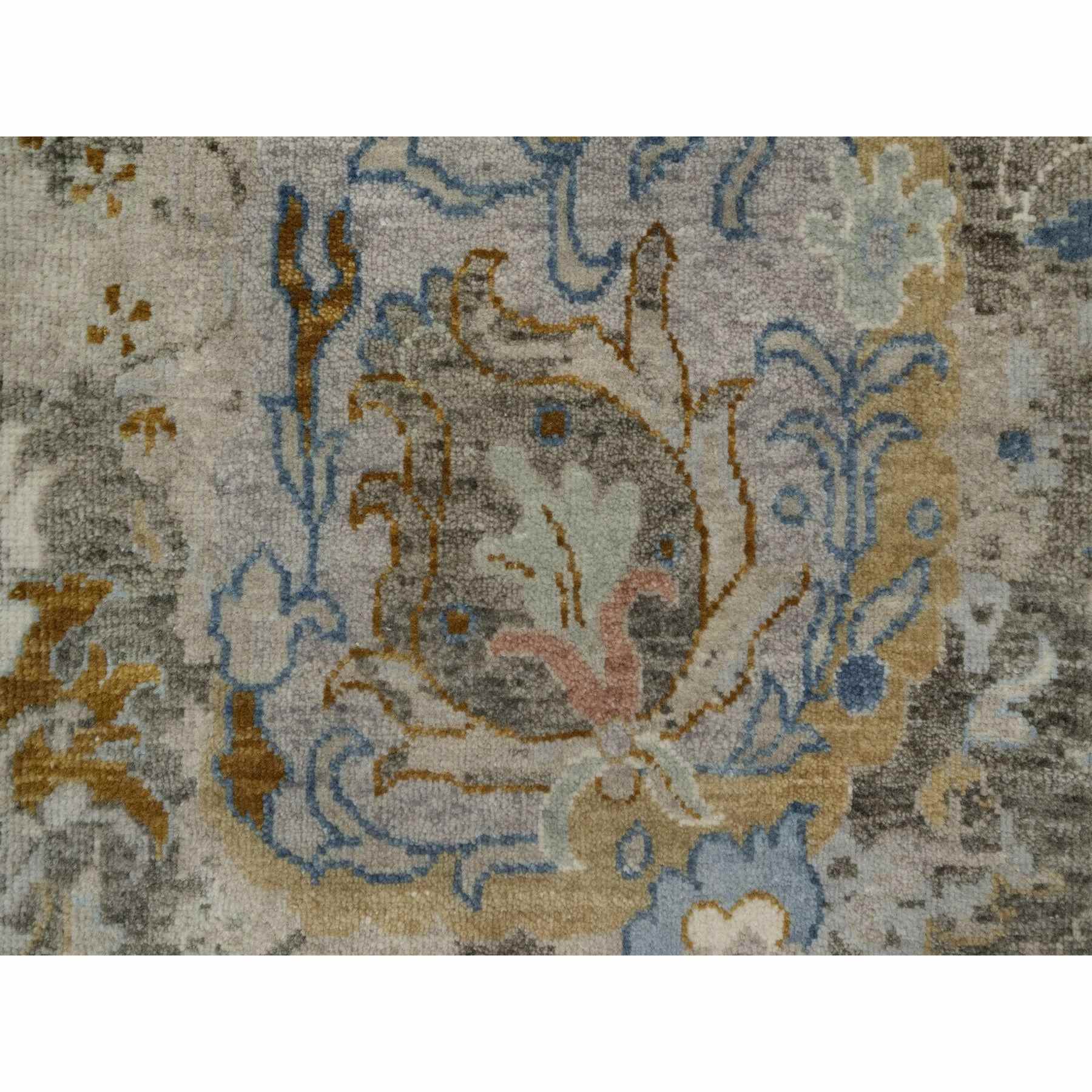2'x3'1" Cashew White, Broken Pattern with Oushak Design, Borderless, 100% Wool, Hand Knotted, Mat, Sample, Oriental Rug Sh91465