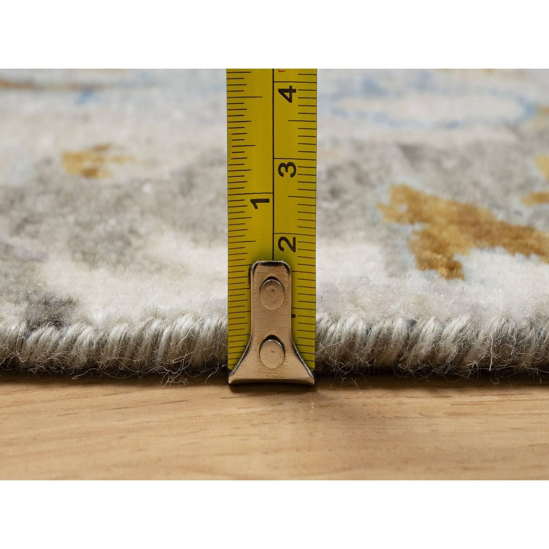 2'x3'1" Cashew White, Broken Pattern with Oushak Design, Borderless, 100% Wool, Hand Knotted, Mat, Sample, Oriental Rug Sh91465