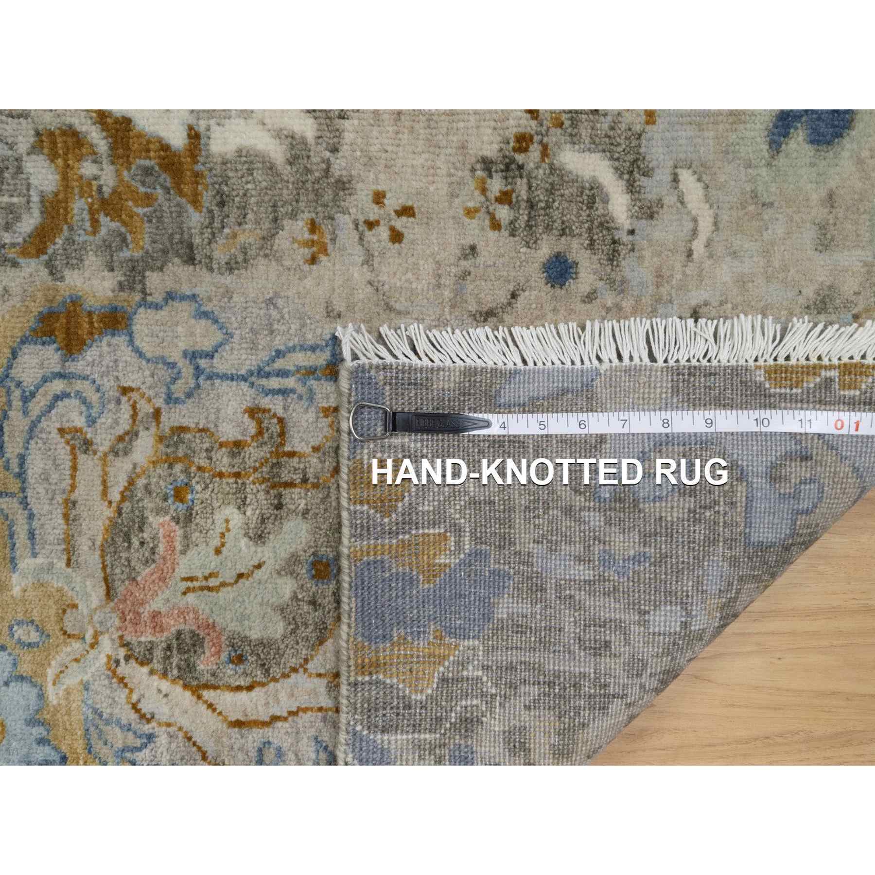 2'x3'1" Cashew White, Broken Pattern with Oushak Design, Borderless, 100% Wool, Hand Knotted, Mat, Sample, Oriental Rug Sh91465