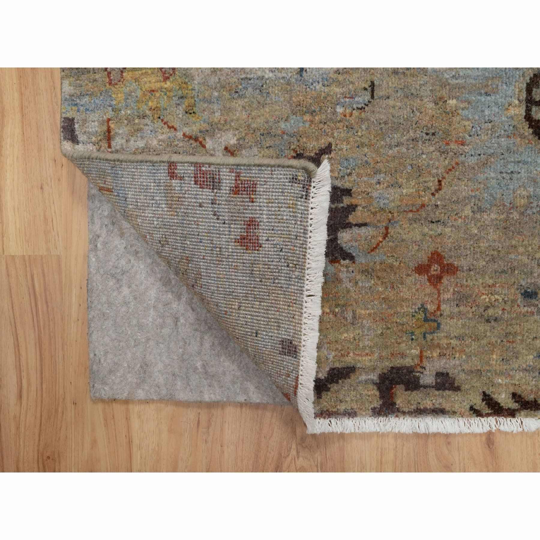 2'1"x3'1" Oak Brown, Broken Pattern with Oushak Design, Borderless, 100% Wool, Hand Knotted, Mat, Sample, Oriental Rug Sh91466