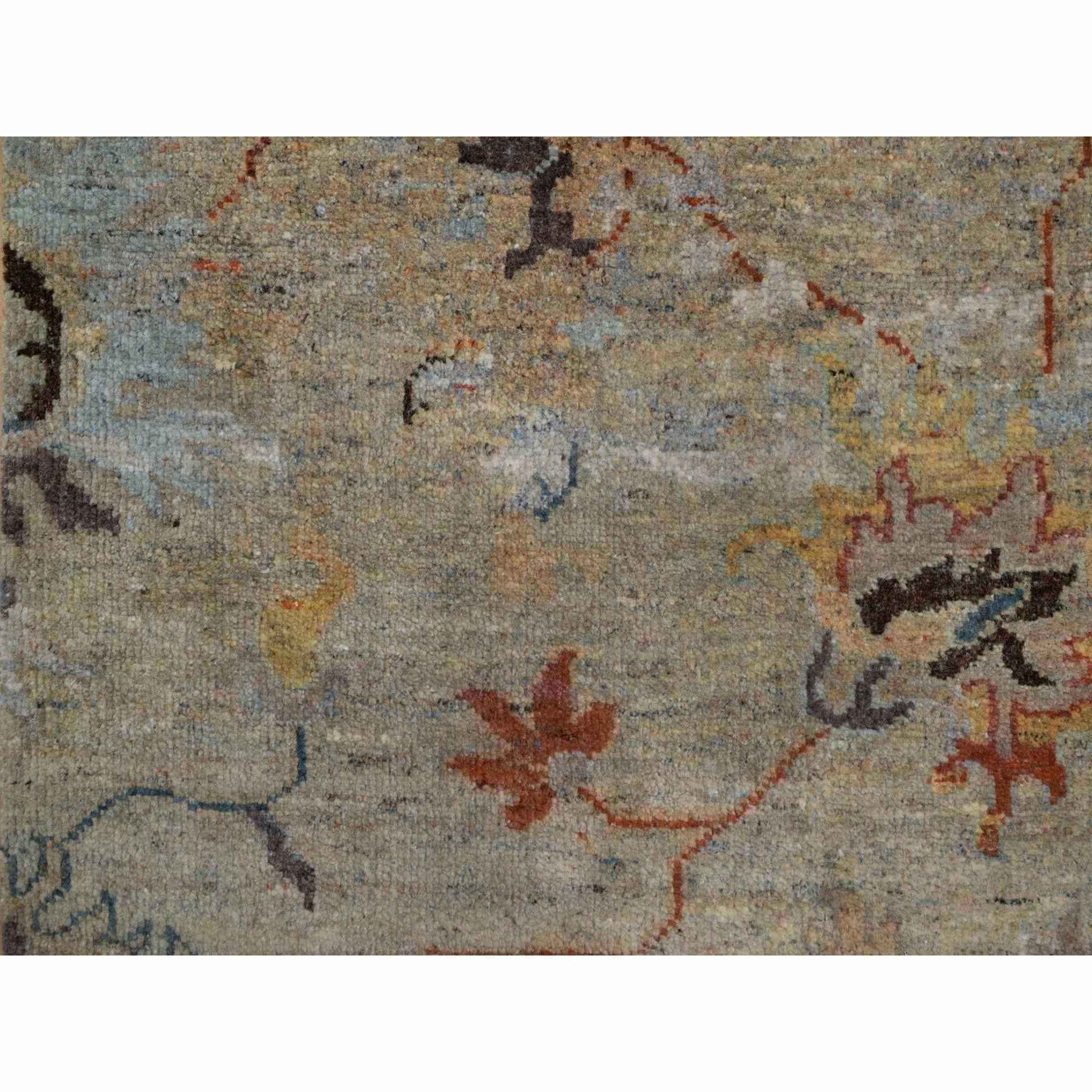2'1"x3'1" Oak Brown, Broken Pattern with Oushak Design, Borderless, 100% Wool, Hand Knotted, Mat, Sample, Oriental Rug Sh91466