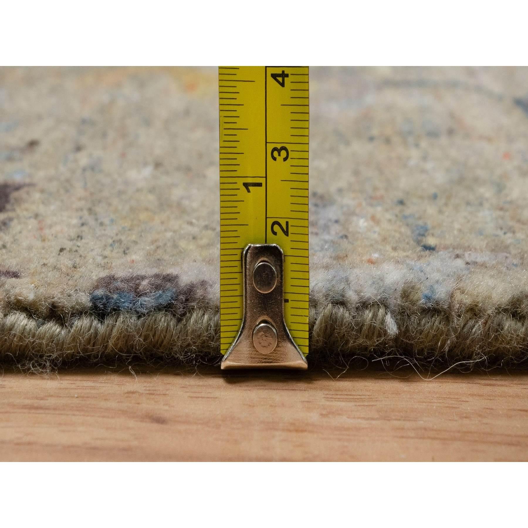 2'1"x3'1" Oak Brown, Broken Pattern with Oushak Design, Borderless, 100% Wool, Hand Knotted, Mat, Sample, Oriental Rug Sh91466