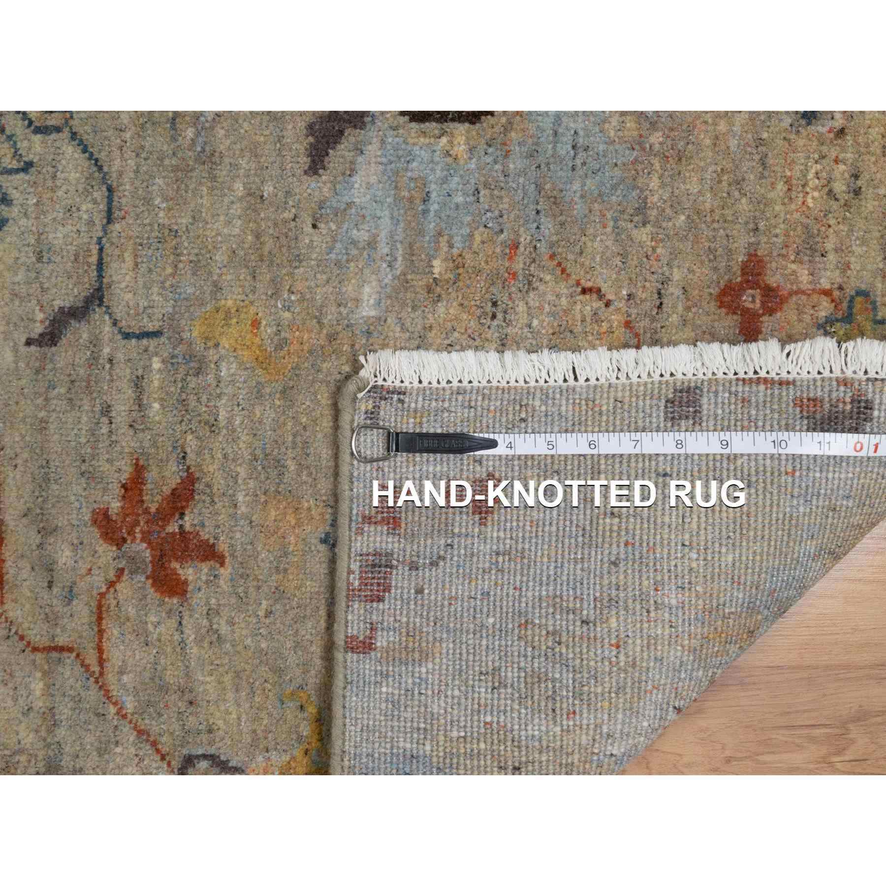 2'1"x3'1" Oak Brown, Broken Pattern with Oushak Design, Borderless, 100% Wool, Hand Knotted, Mat, Sample, Oriental Rug Sh91466