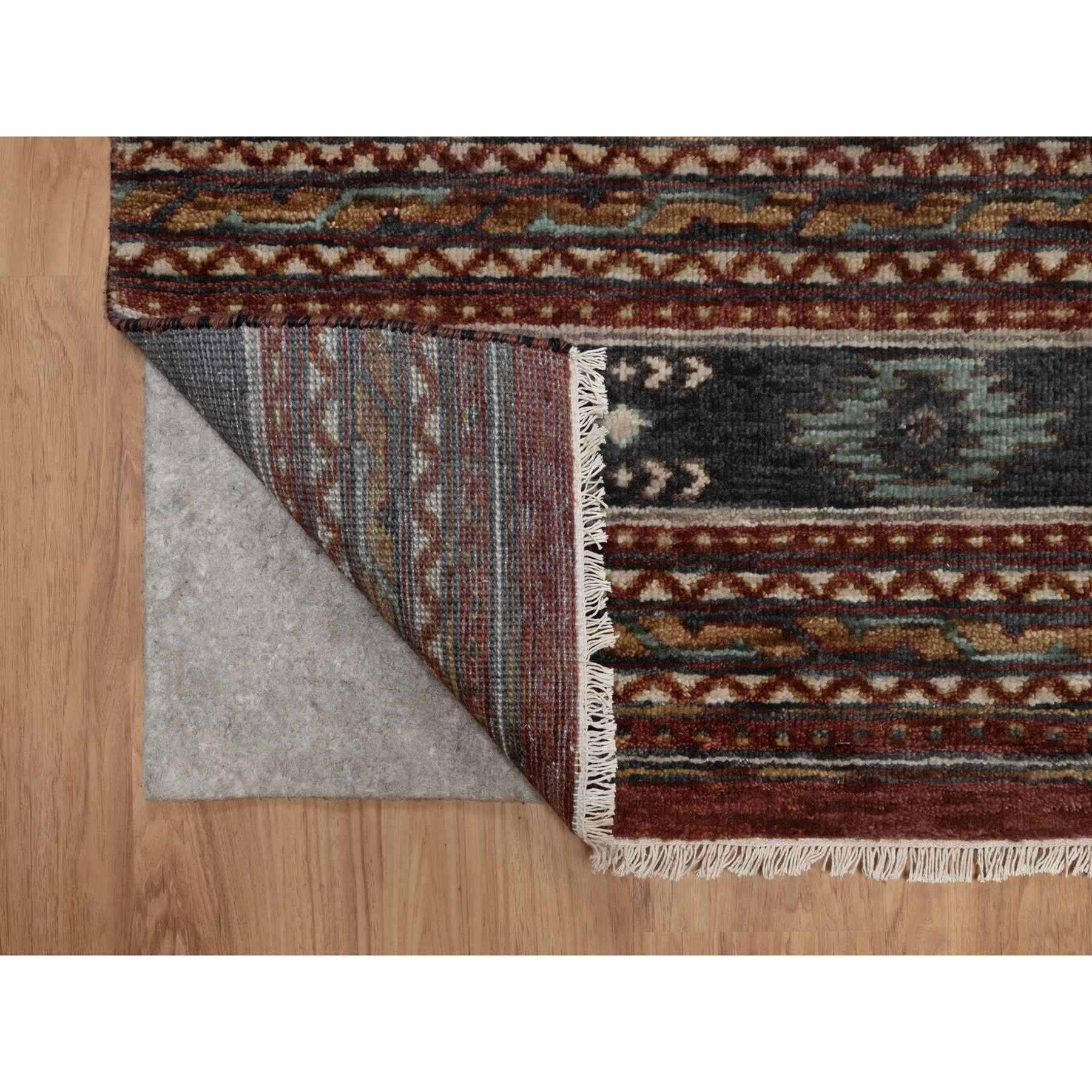 2'7"x7'10" Garnet Red, Southwest American Indian Design with Piled Construction, 100% Wool, Plush and Lush, Hand Knotted, Runner, Oriental Rug Sh91470