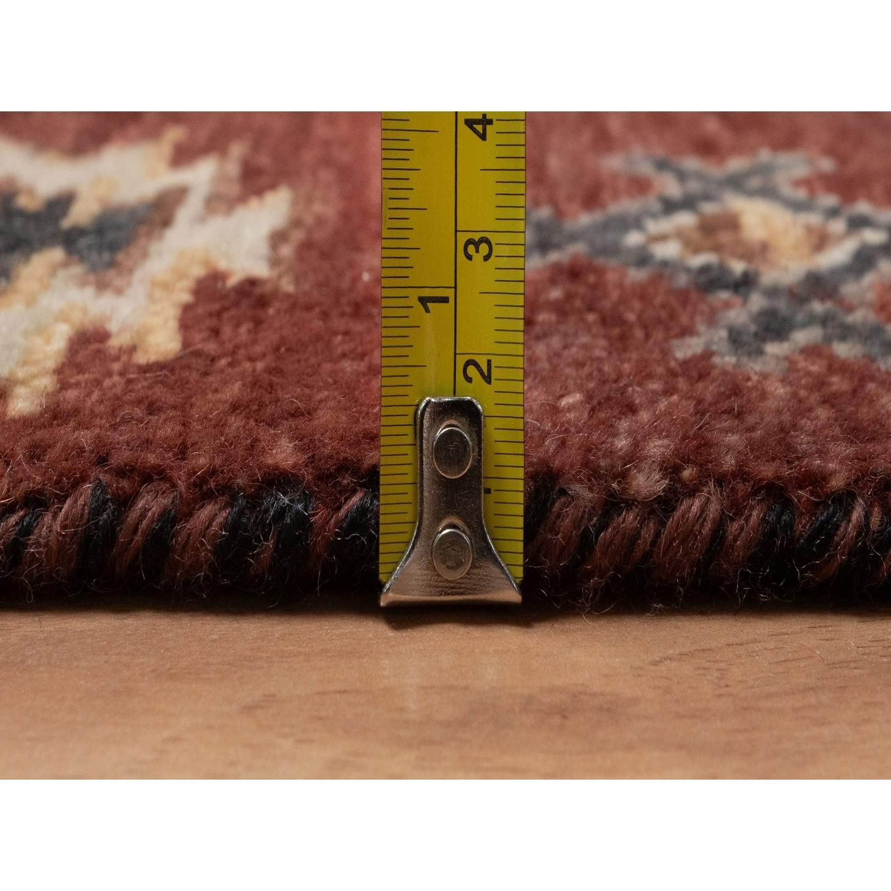 2'7"x7'10" Garnet Red, Southwest American Indian Design with Piled Construction, 100% Wool, Plush and Lush, Hand Knotted, Runner, Oriental Rug Sh91470