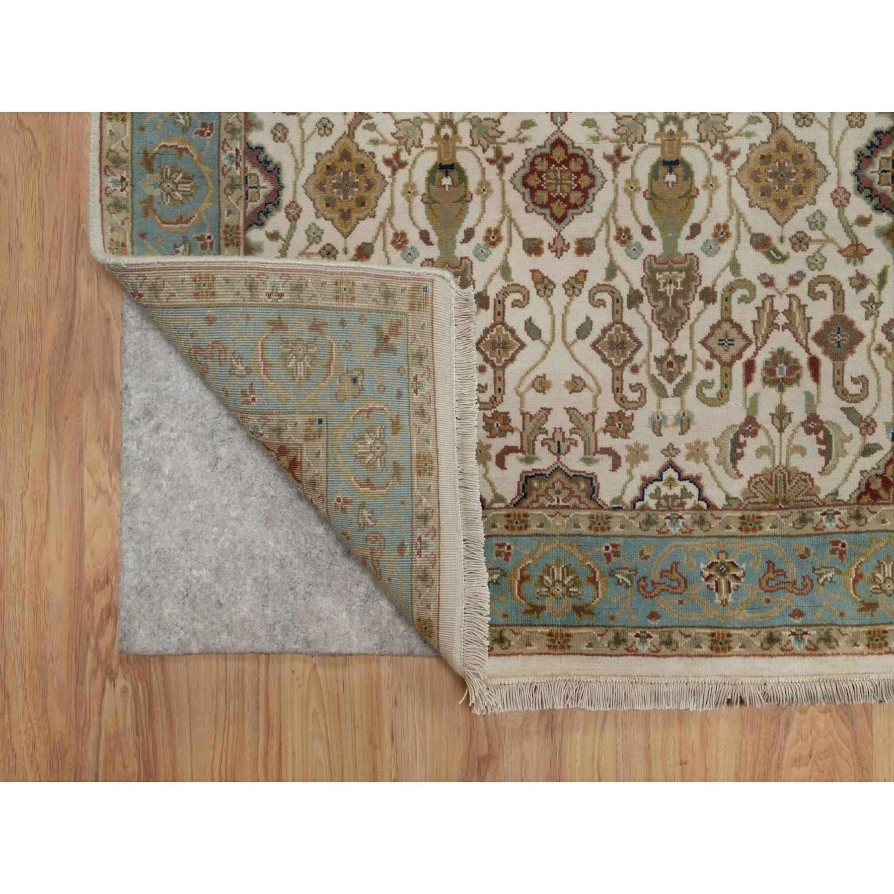 3'x15'6" Chiffon White, Kashan Design, 300 KPSI, Hand Spun New Zealand Wool, Hand Knotted, XL Runner, Oriental Rug Sh91474
