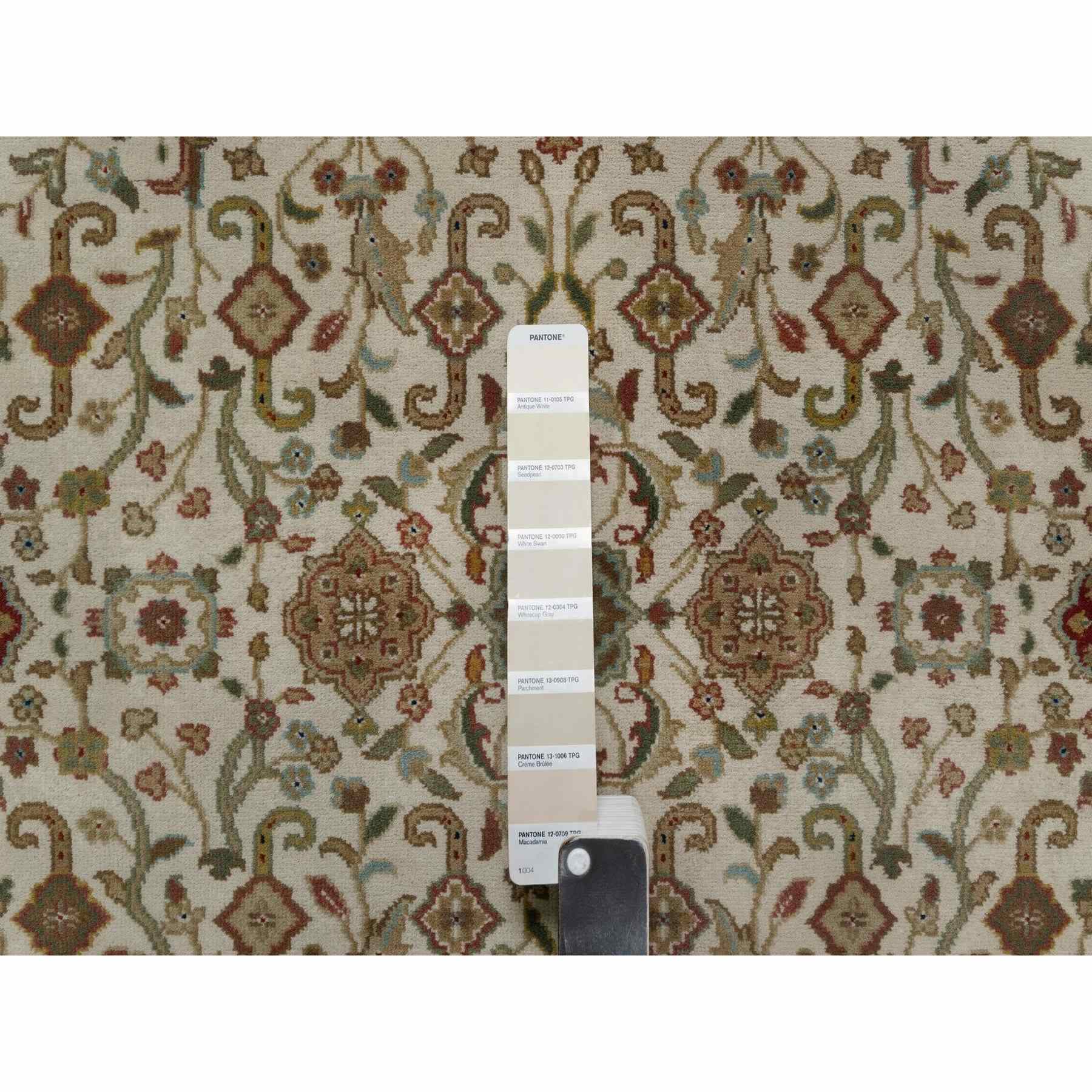 3'x15'6" Chiffon White, Kashan Design, 300 KPSI, Hand Spun New Zealand Wool, Hand Knotted, XL Runner, Oriental Rug Sh91474