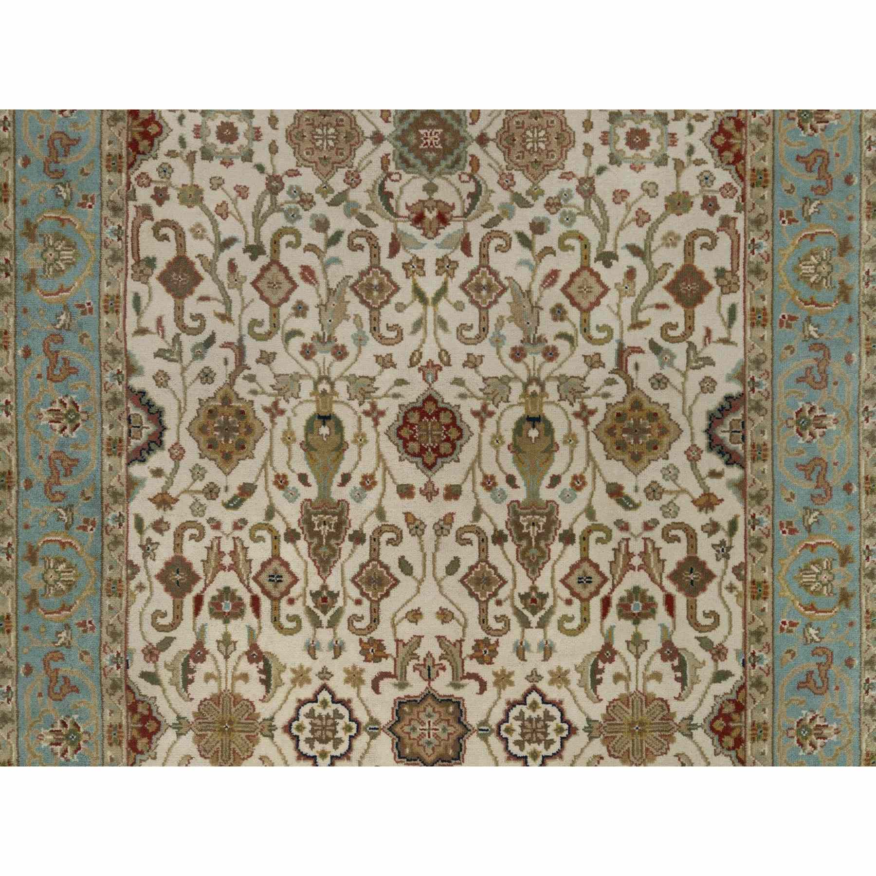 3'x15'6" Chiffon White, Kashan Design, 300 KPSI, Hand Spun New Zealand Wool, Hand Knotted, XL Runner, Oriental Rug Sh91474