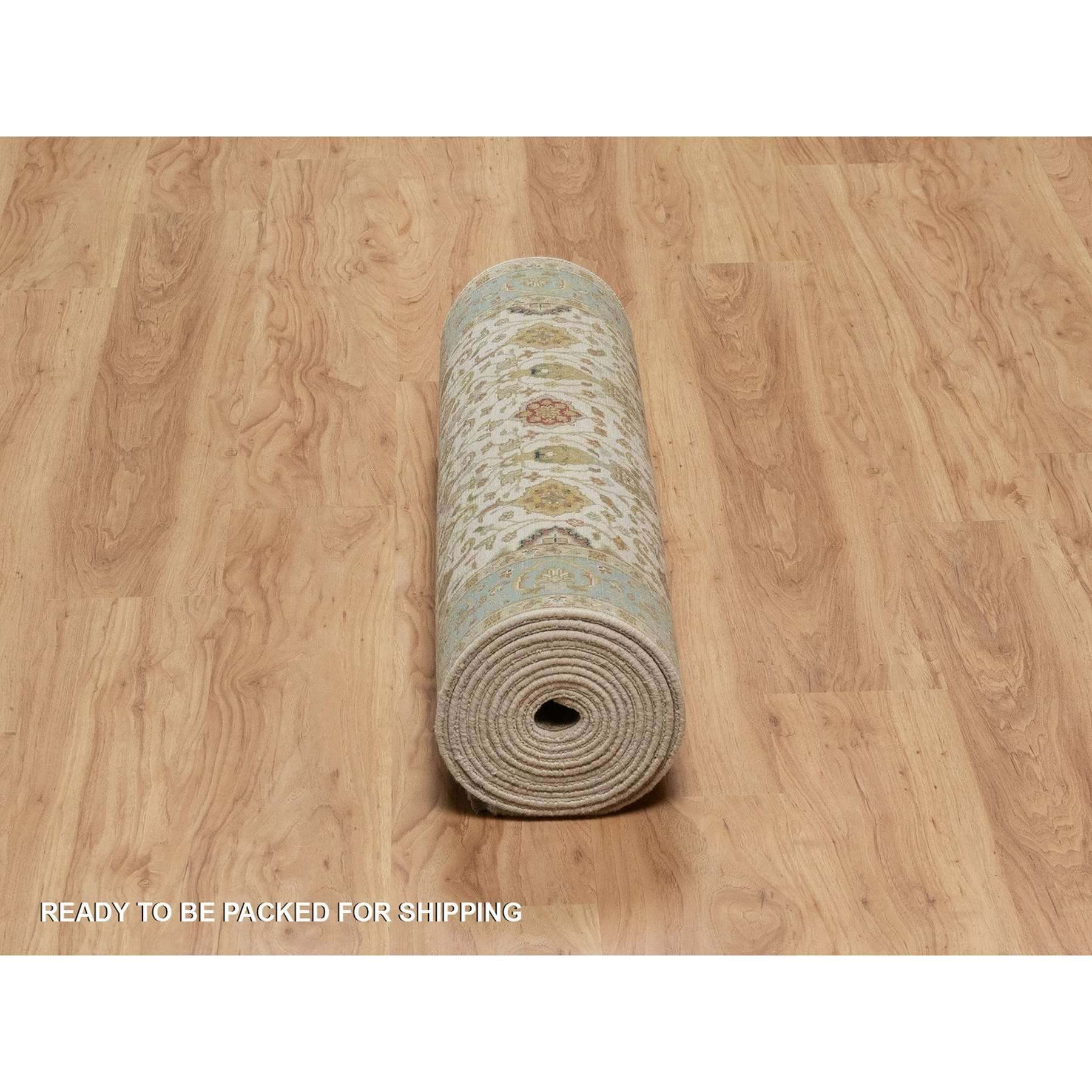 3'x15'6" Chiffon White, Kashan Design, 300 KPSI, Hand Spun New Zealand Wool, Hand Knotted, XL Runner, Oriental Rug Sh91474