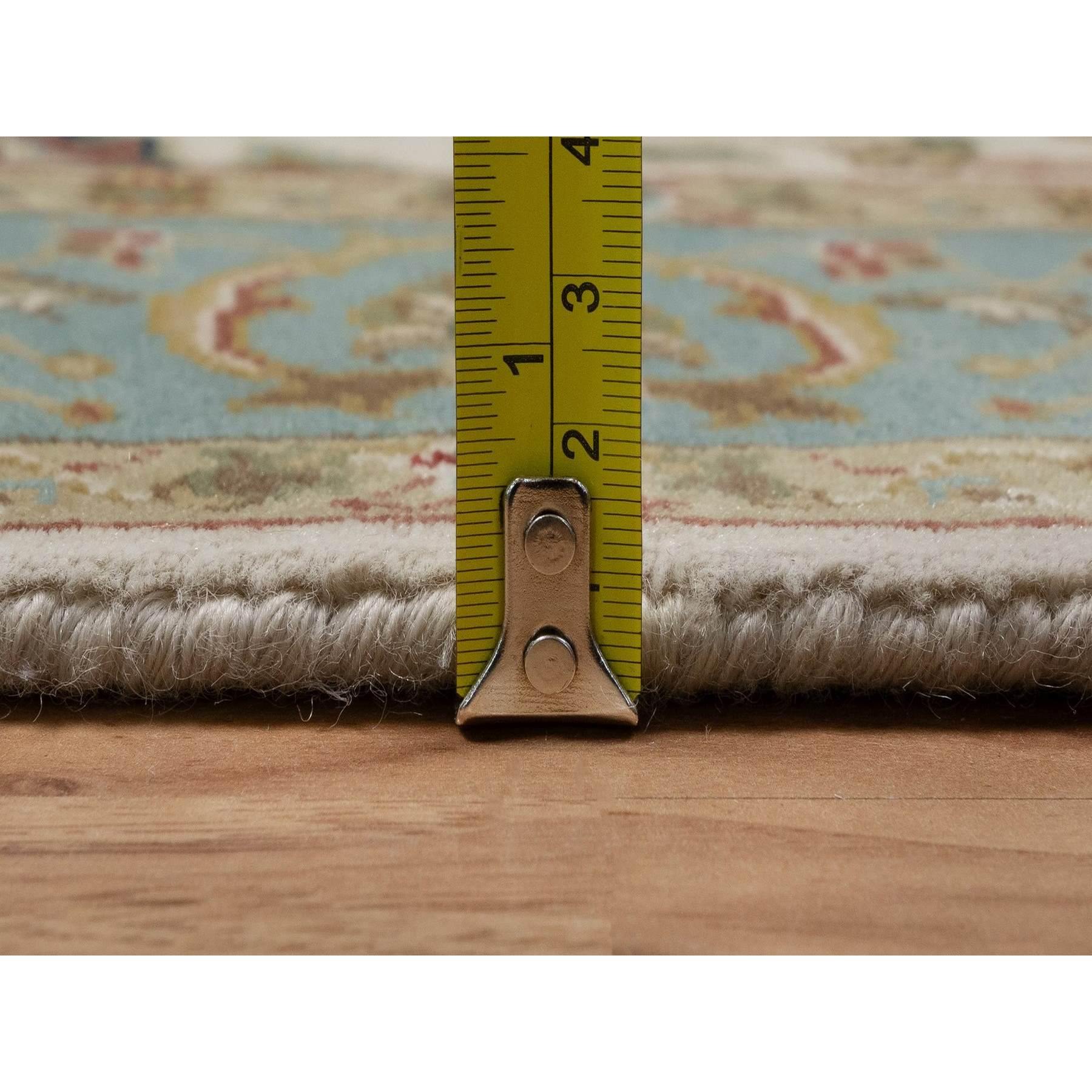 3'x15'6" Chiffon White, Kashan Design, 300 KPSI, Hand Spun New Zealand Wool, Hand Knotted, XL Runner, Oriental Rug Sh91474