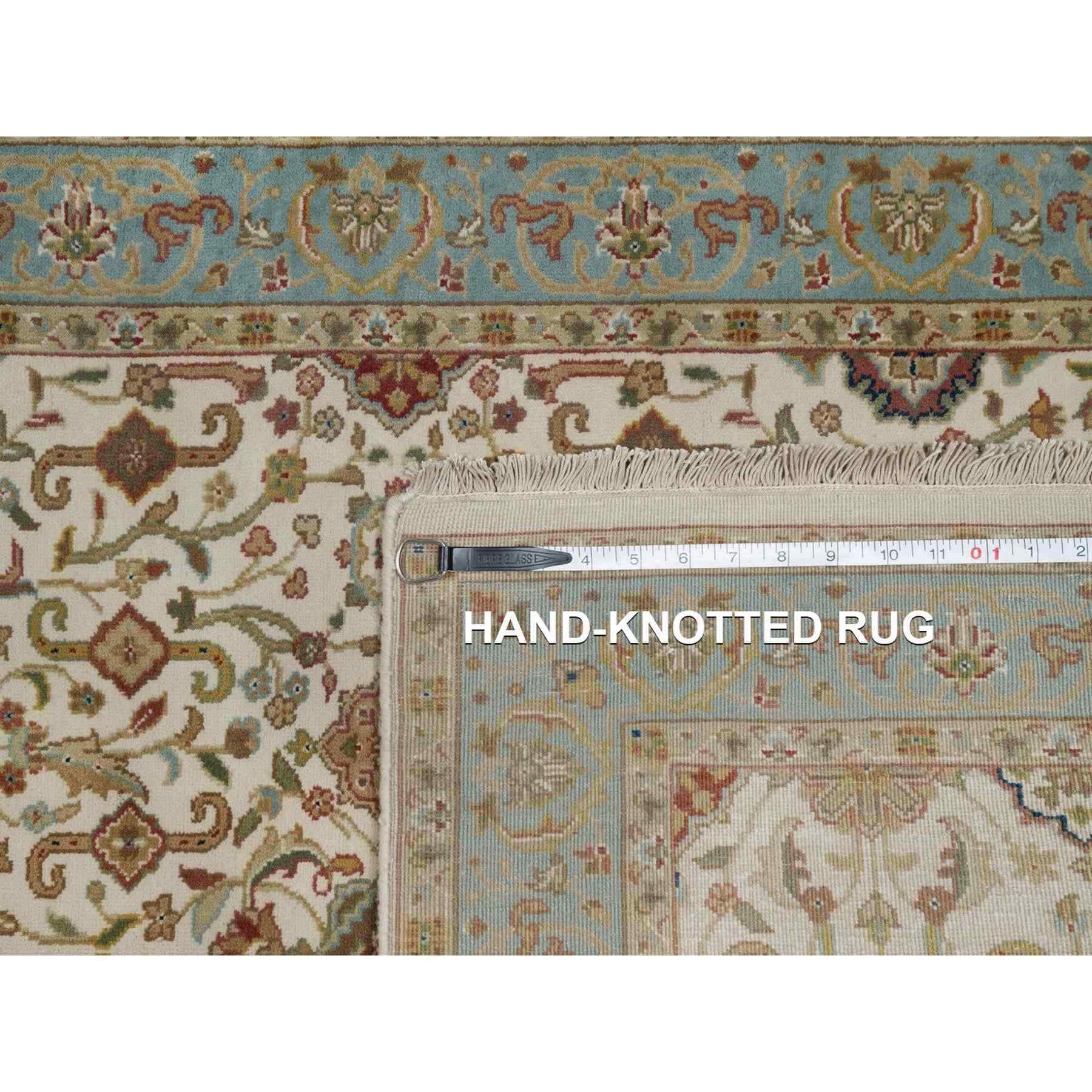 3'x15'6" Chiffon White, Kashan Design, 300 KPSI, Hand Spun New Zealand Wool, Hand Knotted, XL Runner, Oriental Rug Sh91474