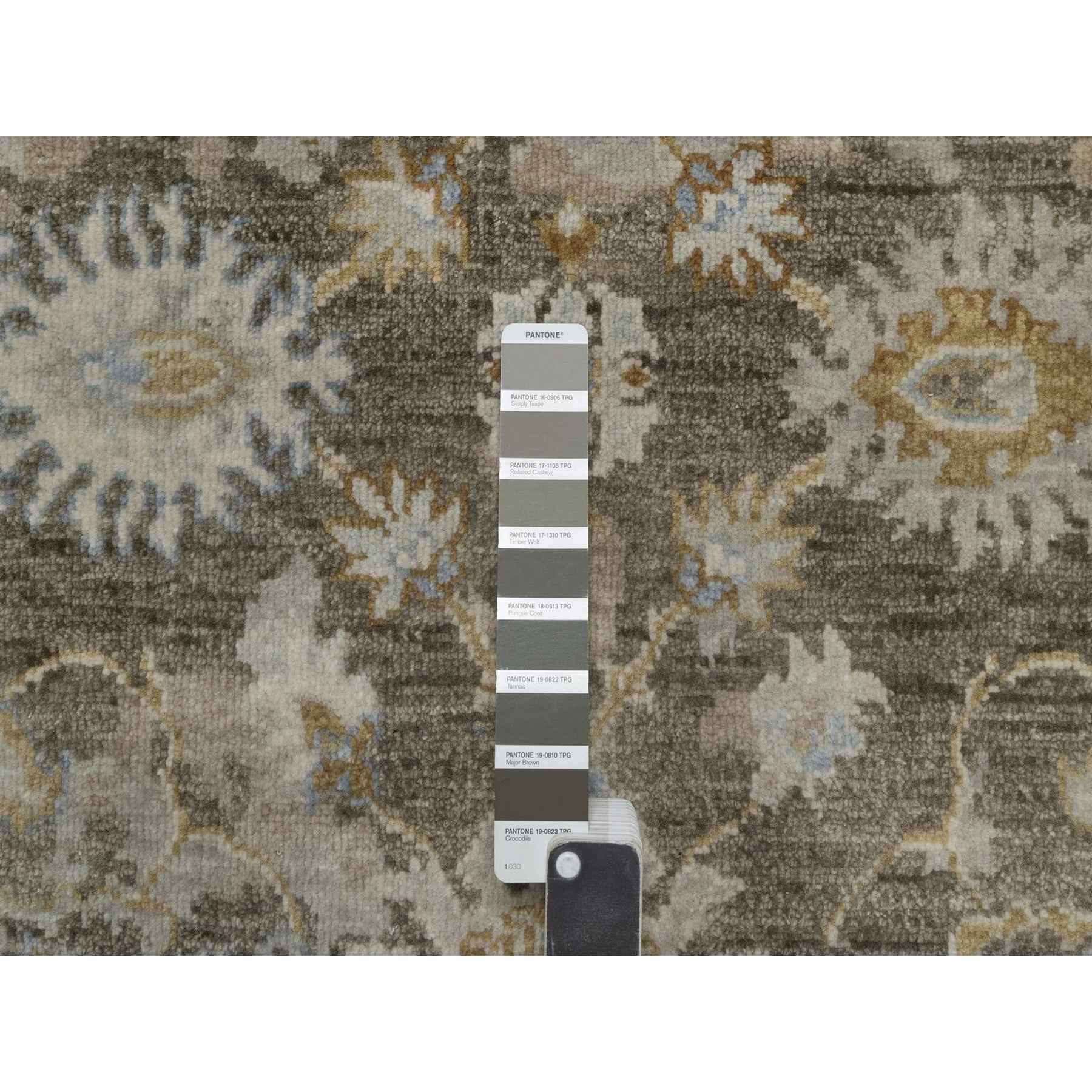 2'8"x8'5" Mocha Brown, Broken Pattern with Oushak Design, 100% Wool, Hand Knotted, Borderless, Runner, Oriental Rug Sh91475