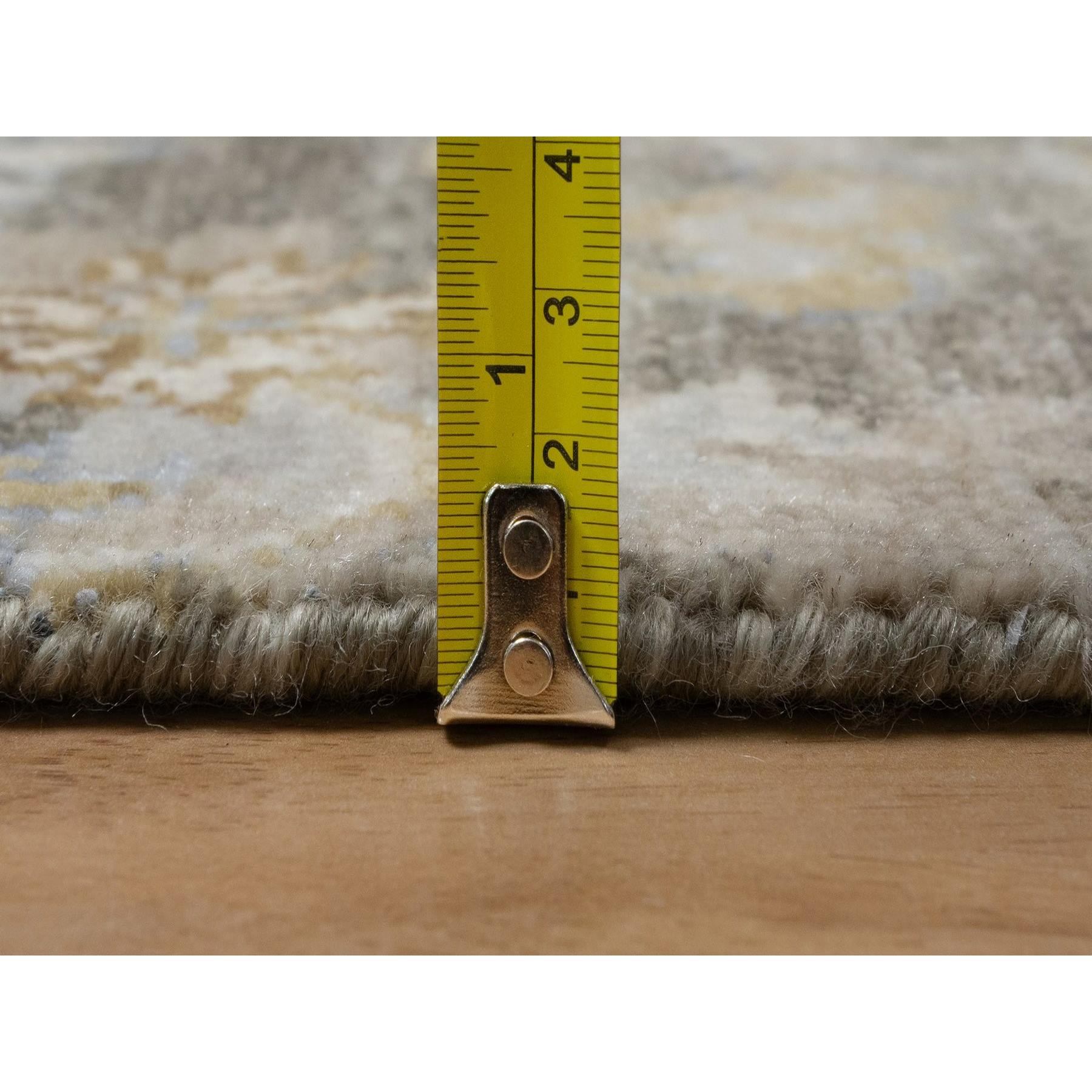 2'8"x8'5" Mocha Brown, Broken Pattern with Oushak Design, 100% Wool, Hand Knotted, Borderless, Runner, Oriental Rug Sh91475