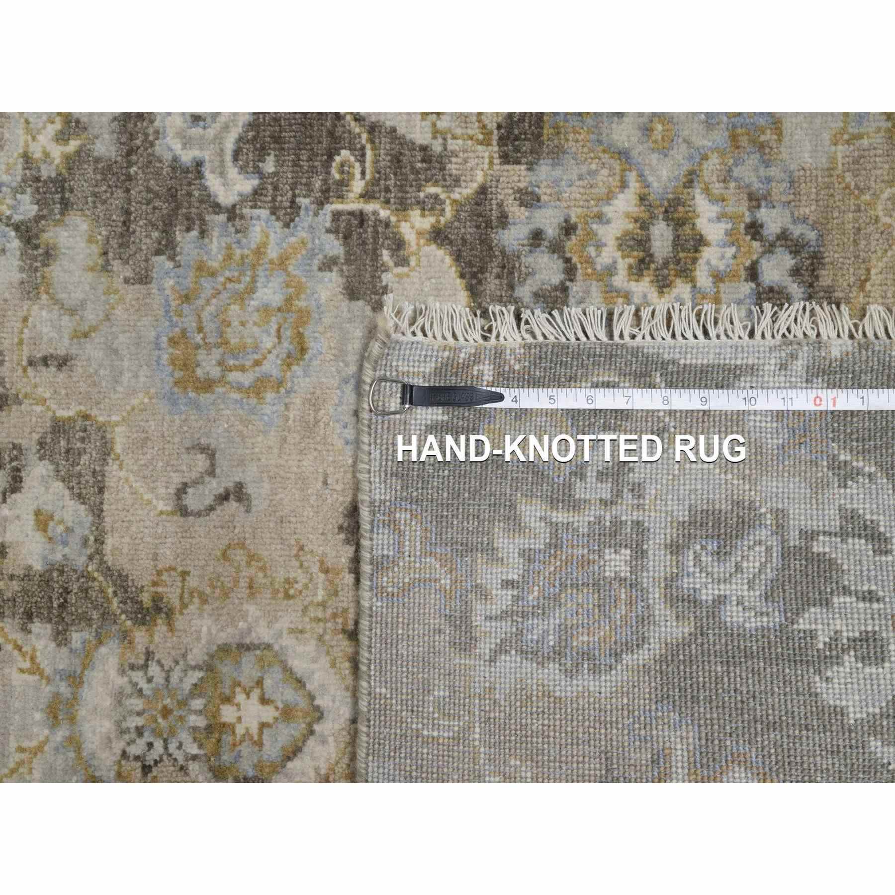 2'8"x8'5" Mocha Brown, Broken Pattern with Oushak Design, 100% Wool, Hand Knotted, Borderless, Runner, Oriental Rug Sh91475