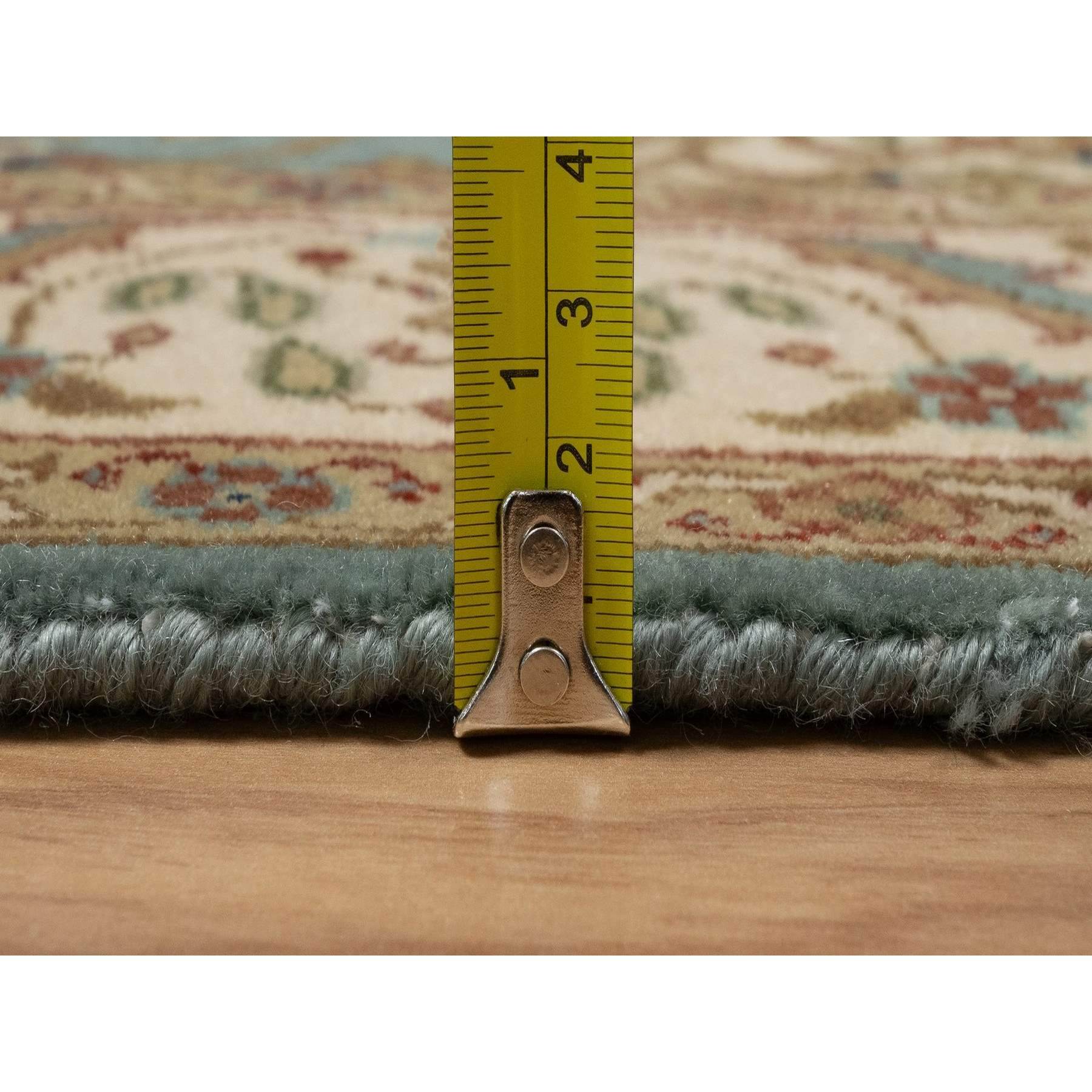 2'9"x19'8" Cerulean Blue, Tabriz Revival, Hand Knotted, Hand Spun New Zealand Wool, 300 KPSI, XL Runner, Oriental Rug Sh91477